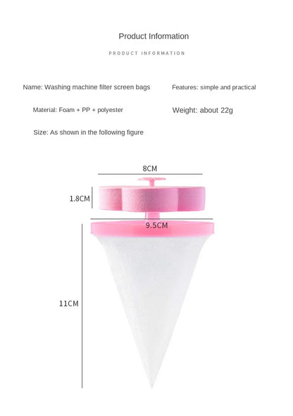 Accessories for Washing Machine, Lint Mesh Filter, Cleaning Ball Net Pouch, Hair Removal Device, Washing Machine Cleaner
