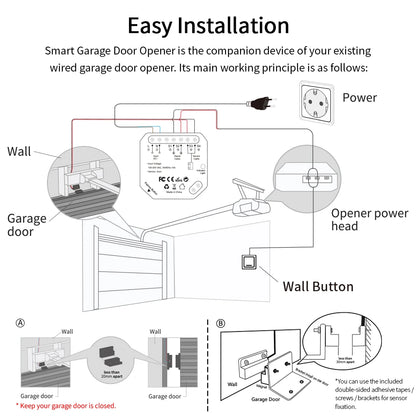 LoraTap Tuya Smart Life Garage Door Sensors Opener Controller WiFi Switch Alexa Opening Home Remote Control Contact Voice