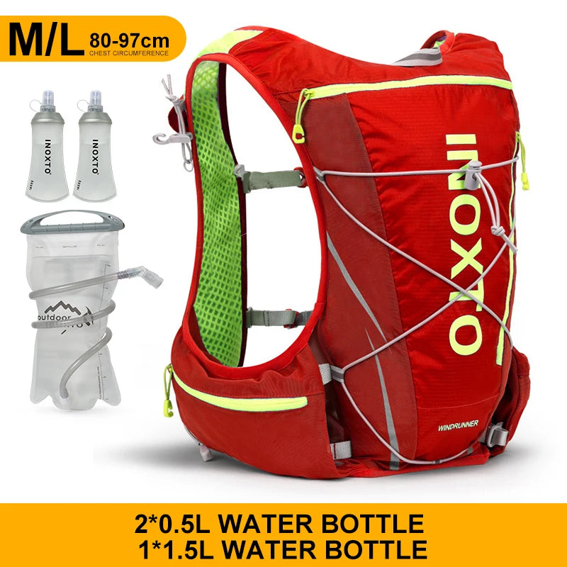 running hydrating vest backpack 8L, cycling hydrating backpack hiking marathon hydrating, with 1.5L water bag 500ml water bottle