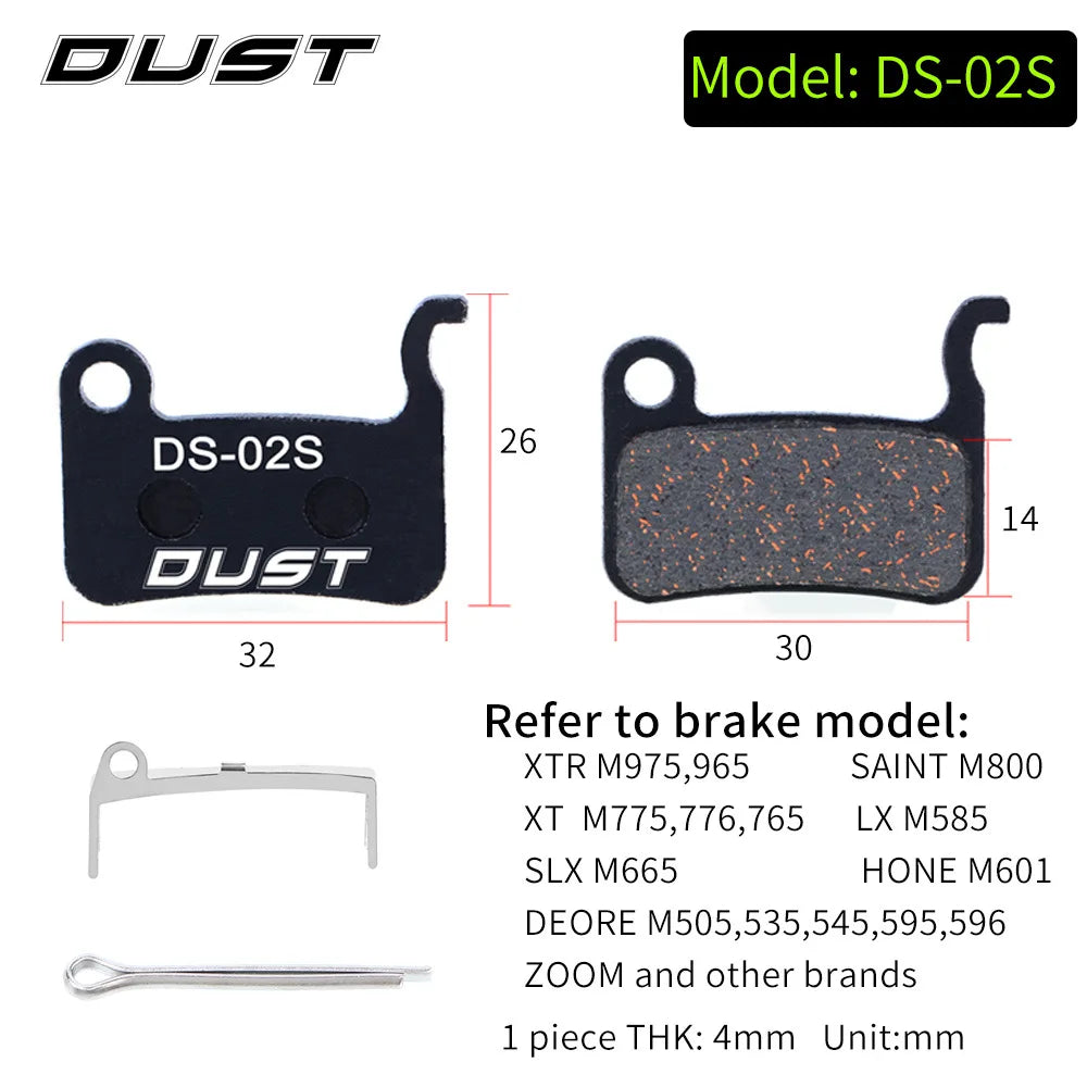 DUST 1Pair Semi-Metal Bicycle Hydraulic Disc Brake Pads MTB Mountain Bike Parts for SHIMANO XT XTR M315 SRAM Avid BB5 BB7 E1 E3