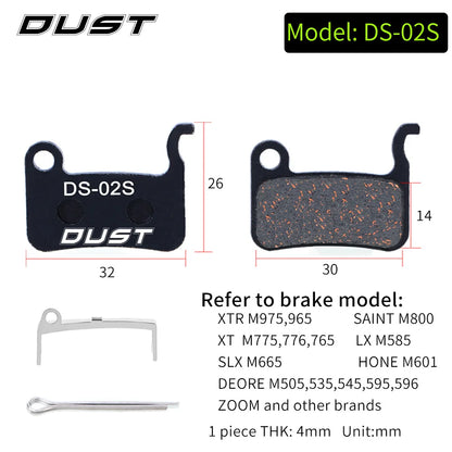 DUST 1Pair Semi-Metal Bicycle Hydraulic Disc Brake Pads MTB Mountain Bike Parts for SHIMANO XT XTR M315 SRAM Avid BB5 BB7 E1 E3