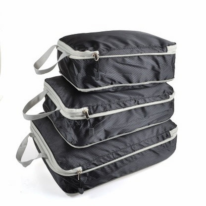 3pcs/set Compression Packing Cubes Travel Storage Bag Luggage Suitcase Organizer Set Foldable Waterproof Nylon Material