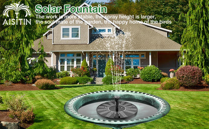 1.5W Solar Fountain Pump, with 6 nozzles Solar Bird Bath Fountain, Water Pump Floating Fountains Suitable for Ponds