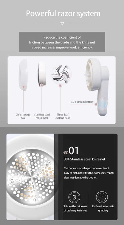 Lint Remover Clothes Fuzz Pellet Trimmer Machine Electric Portable Chargeable Fabric Shaver Removes for Clothes Spools Removal