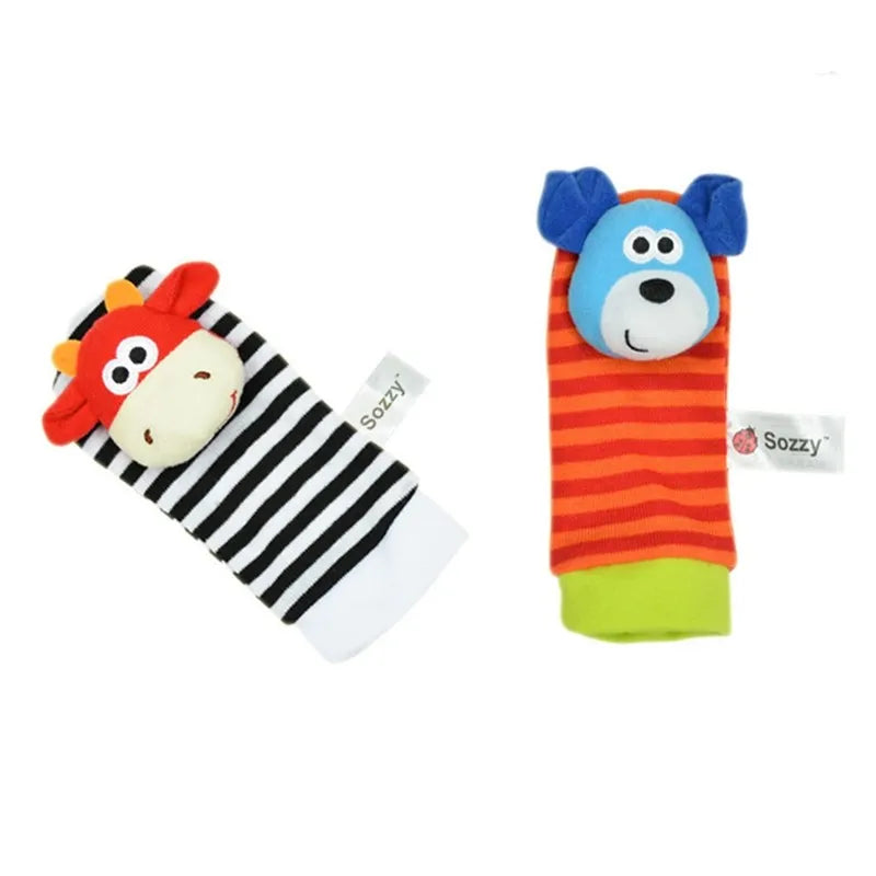 1PairBaby Toys 0-6-12 Months Cute Stuffed Animals Baby Rattle Socks Wrist Baby Rattles Newborn Toys Make Sounds Games For Babies