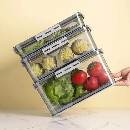 1PCS Timekeeping Kitchen Fridge Organizer Storage Box Lid Refrigerator Thickened Food Pantry Storage Drawer Box Containers Tools
