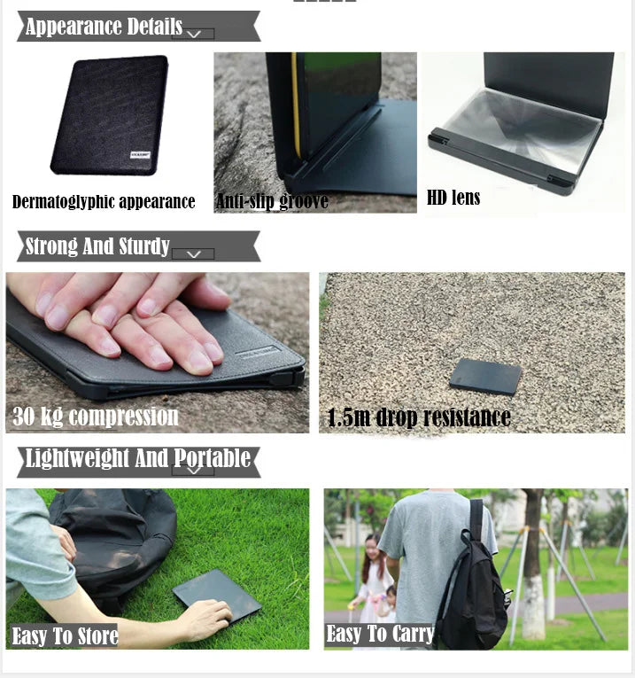 10X Mobile Phone Screen Magnifying Glass HD 3D Magnifying Glass Foldable Pressure Fresnel Lens Screen Magnifier