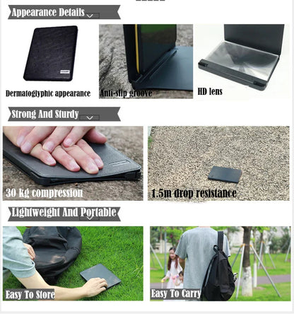 10X Mobile Phone Screen Magnifying Glass HD 3D Magnifying Glass Foldable Pressure Fresnel Lens Screen Magnifier