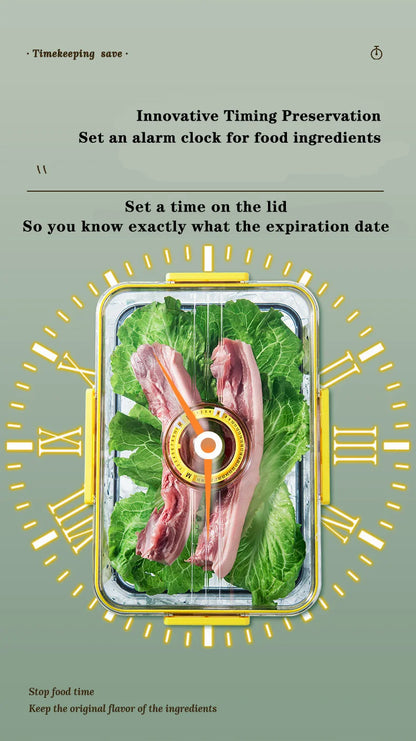 1PCS Timekeeping Kitchen Fridge Organizer Storage Box Lid Refrigerator Thickened Food Pantry Storage Drawer Box Containers Tools