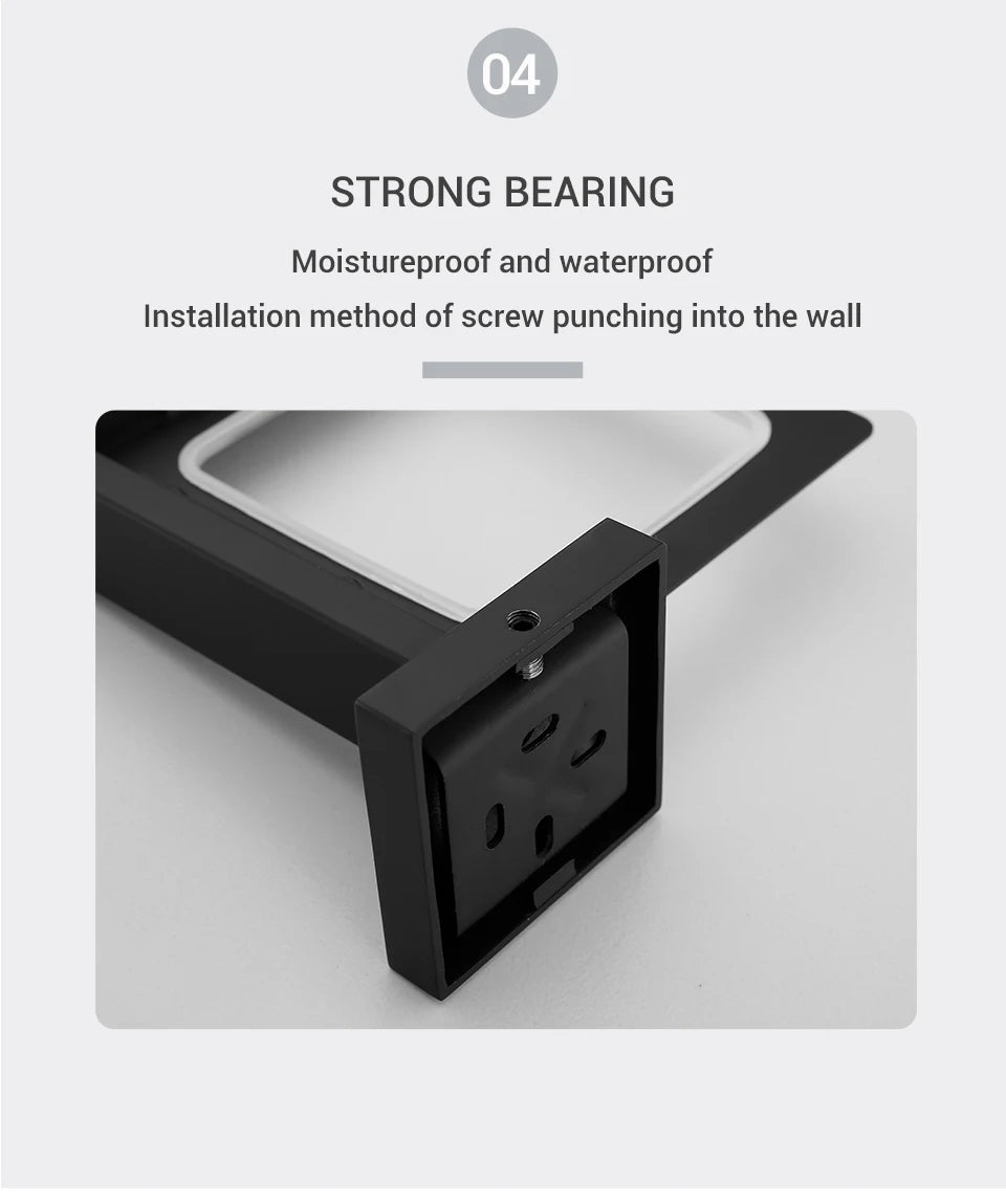 Black Stainless Steel Square Wall-mounted Bathroom Accessories Toilet Brush