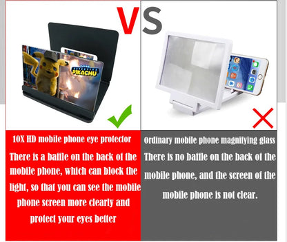 10X Mobile Phone Screen Magnifying Glass HD 3D Magnifying Glass Foldable Pressure Fresnel Lens Screen Magnifier