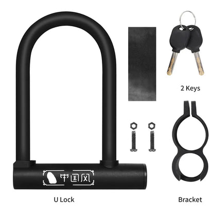 WEST BIKING Bicycle U Lock Anti-theft MTB Road Mountain Bike Lock Bicycle Accessories U-Locks Cycling Steel Security Bike Locks