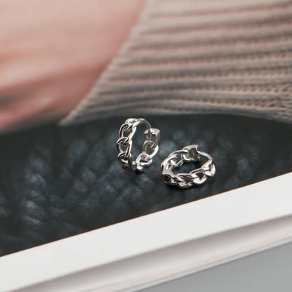 WANTME Genuine 925 Sterling Silver Simple Link Chain Punk Ear Buckle for Women Unisex Hip Hop Earrings Jewelry Accessories 2021