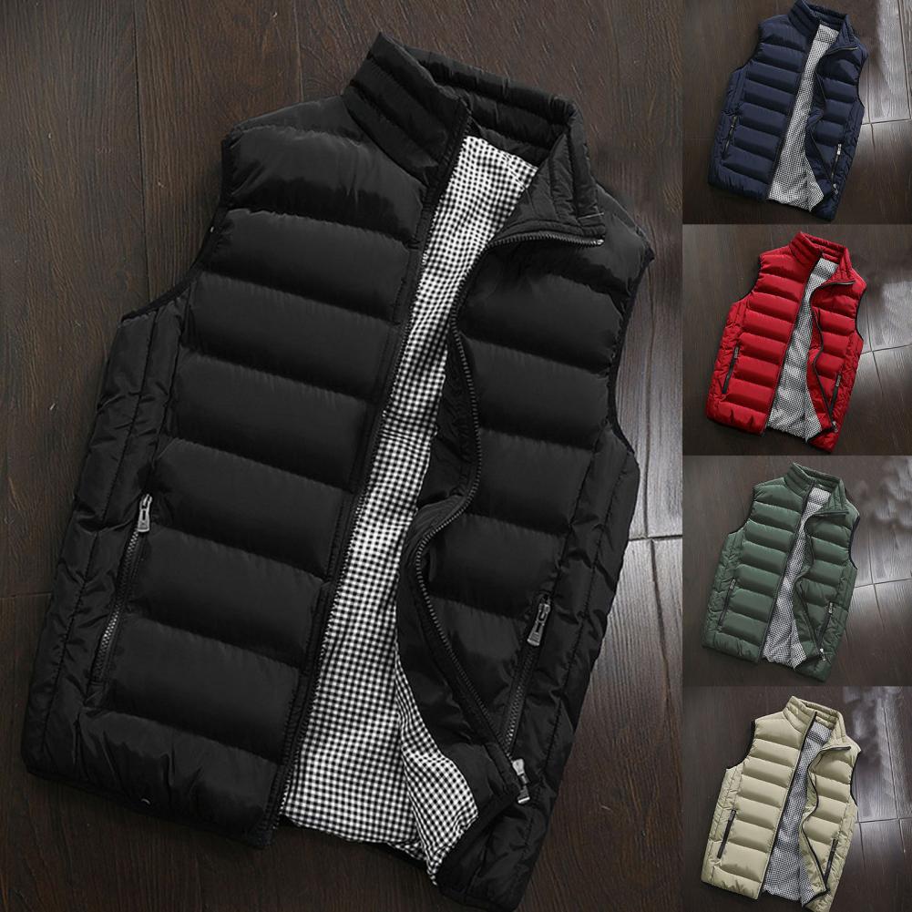 Oversize Down Coat Men Vest Waterproof Padded Thick Warm Winter Waistcoat for Men Down Jacket Vest Work Daily Wear