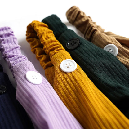 Fashion Women Hair Accessories Masks Anti-leather Button Hair Band Sports Yoga Elastic Cross Solid Color Knitted Headband Fema