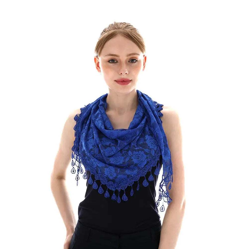 Embroidered Triangle Scarf for Church Shawl Catholic Church Prayer Shawl Sheer Floral Spanish Mantilla Lace Veil Wedding Cape