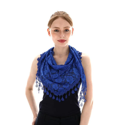 Embroidered Triangle Scarf for Church Shawl Catholic Church Prayer Shawl Sheer Floral Spanish Mantilla Lace Veil Wedding Cape