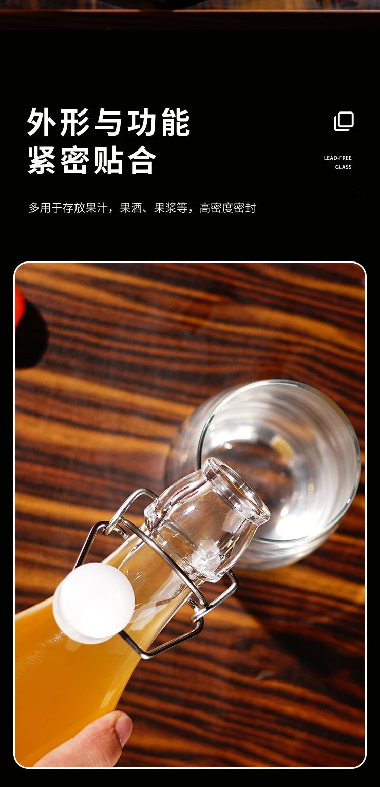 Enzyme Bottle,Bartender Tool,Fresh Lemon Lime Kitchen Oil Bottle,Jars With Lid Seal Buckle Plastic Storage Container Glass