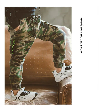 2022 Boys Camouflage Joggers Casual Cargo Pants for Boys Kids Cotton Trousers Clothes Teenage Boys Joggers Clothing 3-14 Years