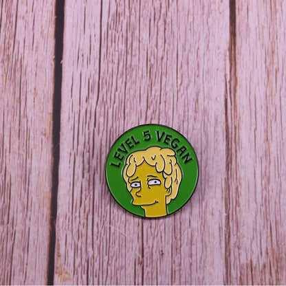 Vegan Enamel Pin Hamburger Broccoli Carrot Pussy Vegetarian Vegetables Badge Cartoon Brooch