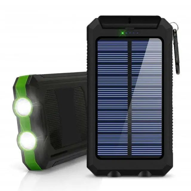 20000mAh Solar Power Bank Outdoor Portable Charger Powerbank Waterproof External Battery Dual USB Charging with LED Light