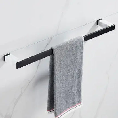 Bathroom Accessories Set Black Bathroom Shelf,Towel Rack,Towel Hanger Paper holder,Toilet Brush Holder Marble & Brass