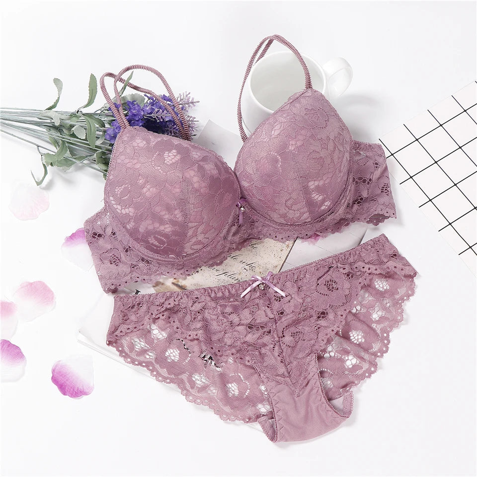 Lingerie  Sexy Bra Set  Women Push Up Lenceria Mujer Femme Underwire Langerie Girl Bralette Bras And Panty Feminina Lace Underwe
