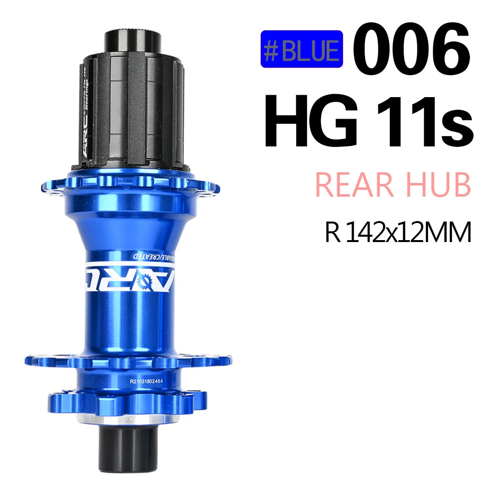 Bicycle Hubs ARC MT006 MTB Bike Hubs, 4 NBK Bearings, 28/32/36 Holes, 6-Bolt Disc Brake, 8-11 Speed, 4-Pawl 3-Tooth Design