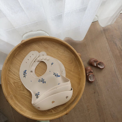 HoneyCherry Baby Silicone Bibs Food Grade Silicone Rice Bibs Complementary Food Bibs Baby Accessories