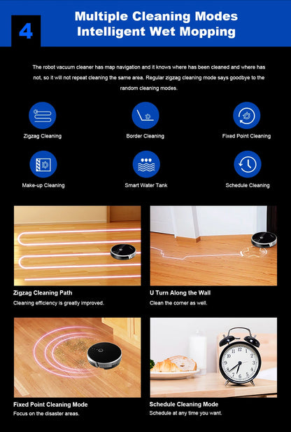 Robot Vacuum Cleaner LIECTROUX/LILIN C30B ,Map Navigation with Memory,Wifi APP Control,6000pa Suction,Smart Electric Water Tank