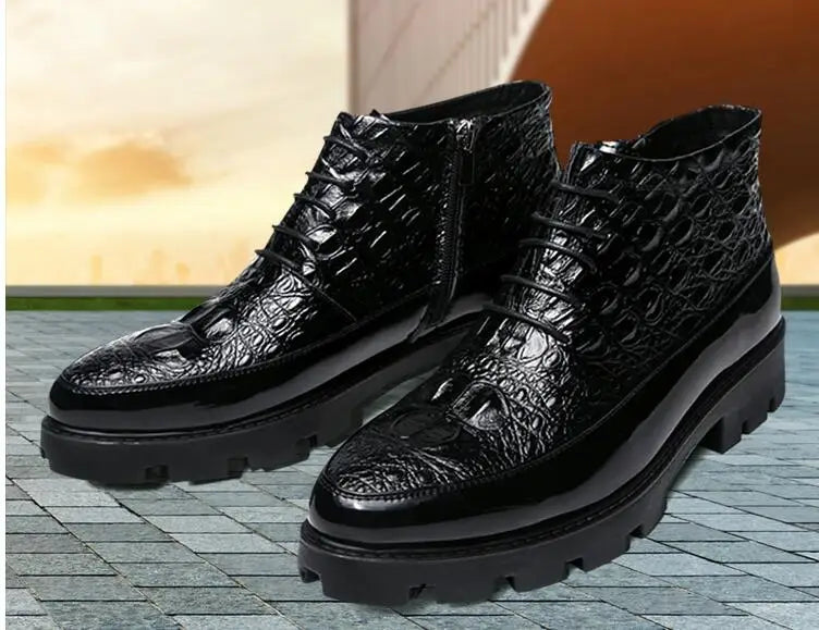 Male patent leather Moccasins shoes High top italian formal dress brogue oxford wedding Business  shoes boots 2021