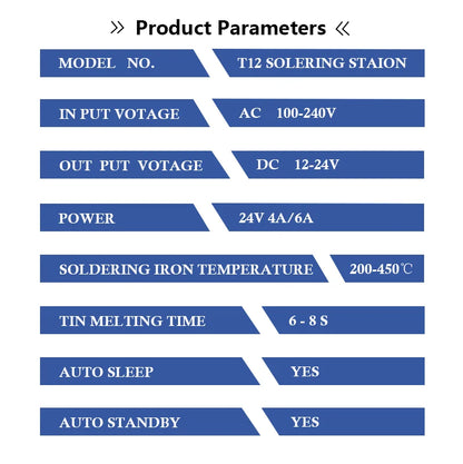 T12 Soldering Station Mini Digital Dual Voltage Repair Soldering Iron Equipment Portable Home Electronics Repair Tool Set