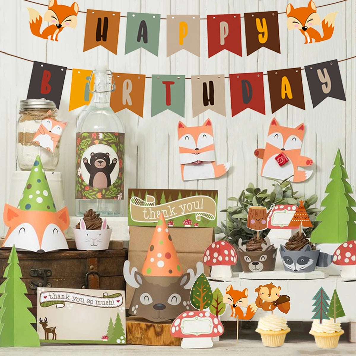 Staraise Woodland Animal Party Safari Jungle DIY Party Decor Birthday Party Decoration Kids Woodland Theme Party Baby Shower
