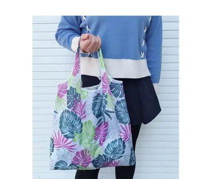 Large Reusable Shopping Bag Women's Foldable Floral Environmentally Friendly Portable Tote Bag Grocery Storage Bag