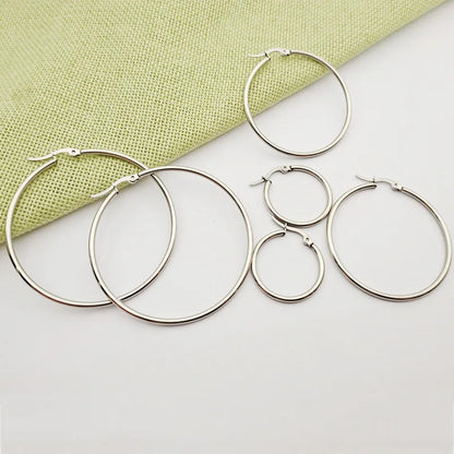 90mm Stainless Steel Large Circle Smooth Gold Color Round Loop Hoop Earring for Women Ear Ring Brincos