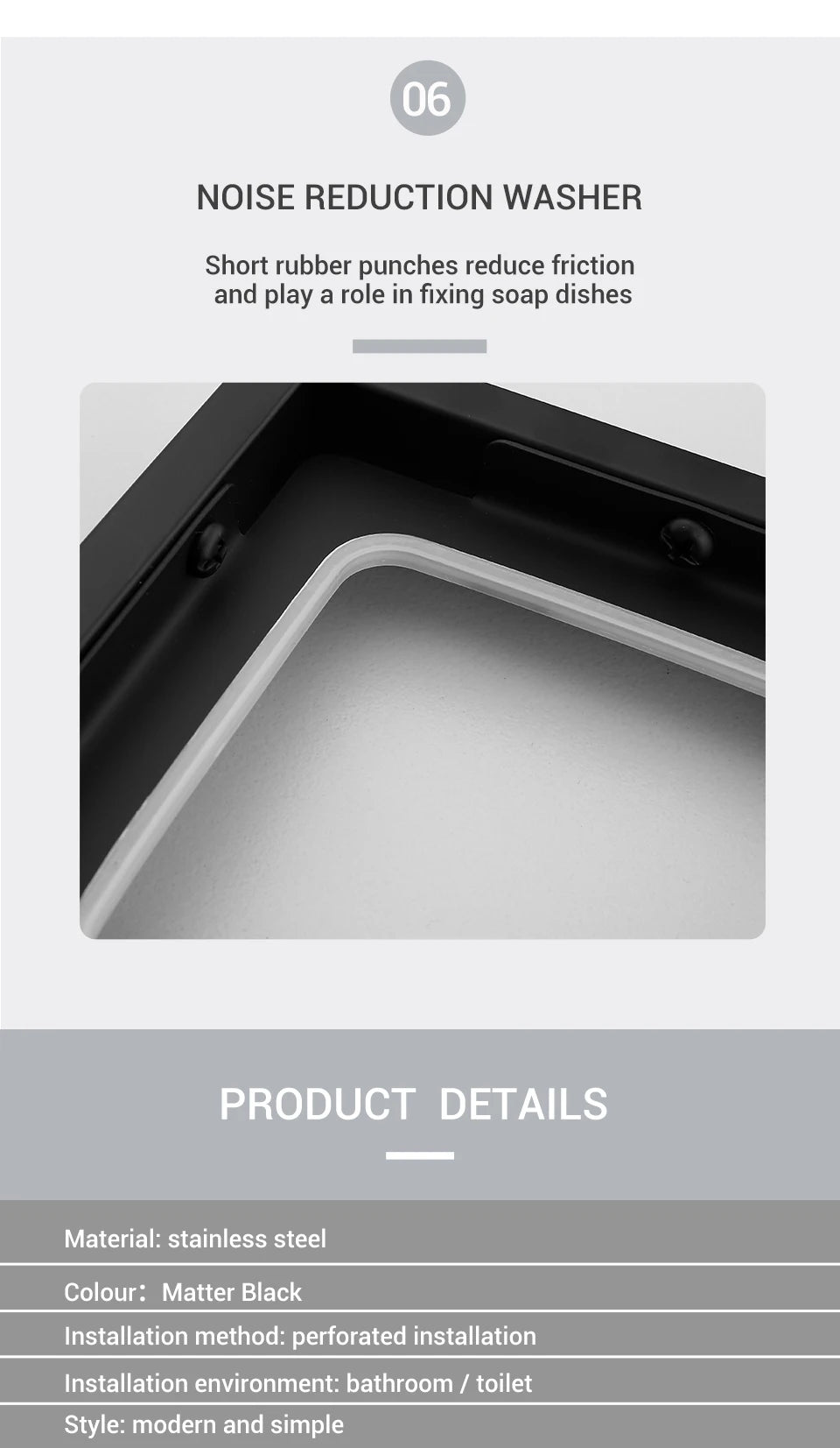 Black Stainless Steel Square Wall-mounted Bathroom Accessories Toilet Brush