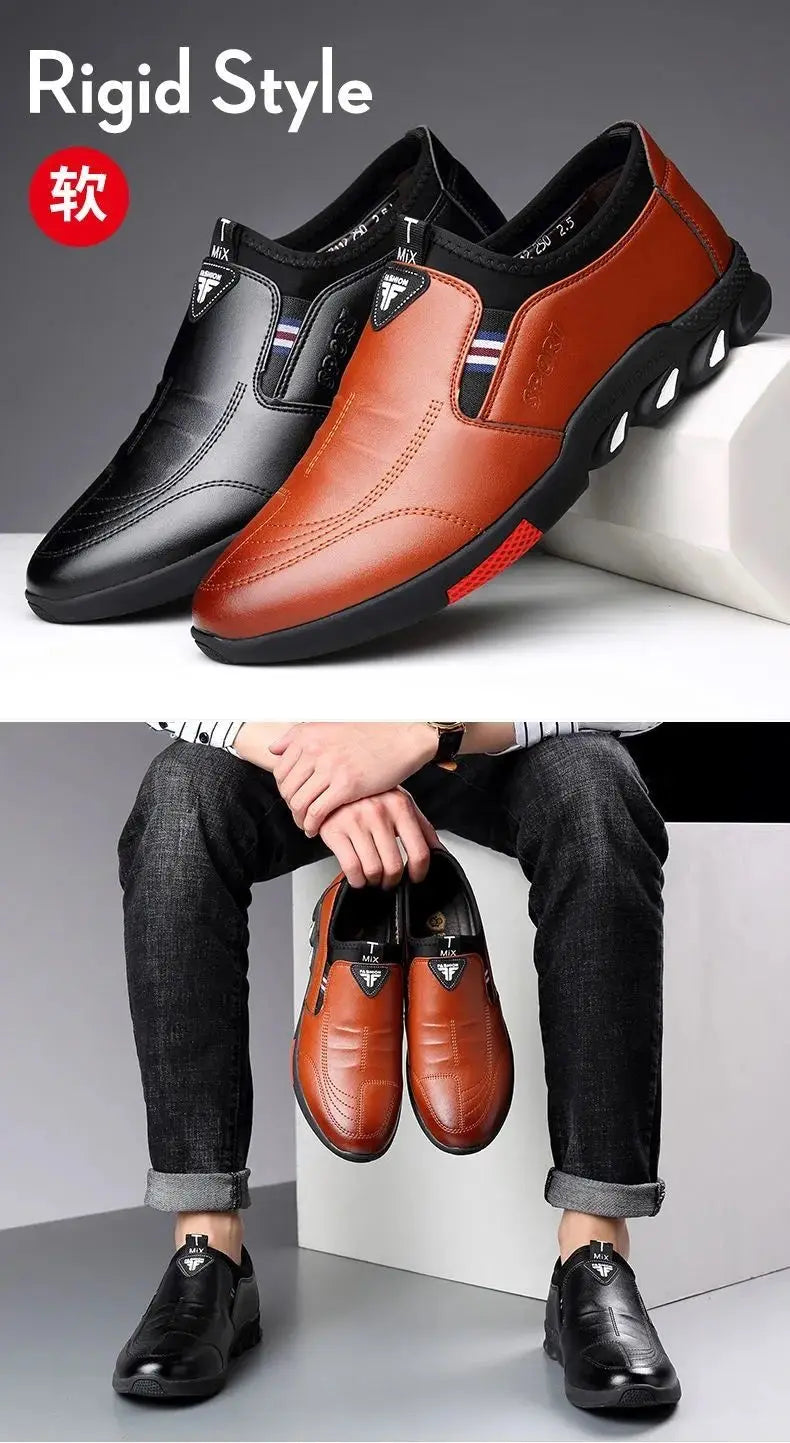 Casual Men Leather Shoes Spring Autumn Walking Breahtable Sneakers Man Luxury Brand Formal Footwear Lace-up Zapatos De Hombre