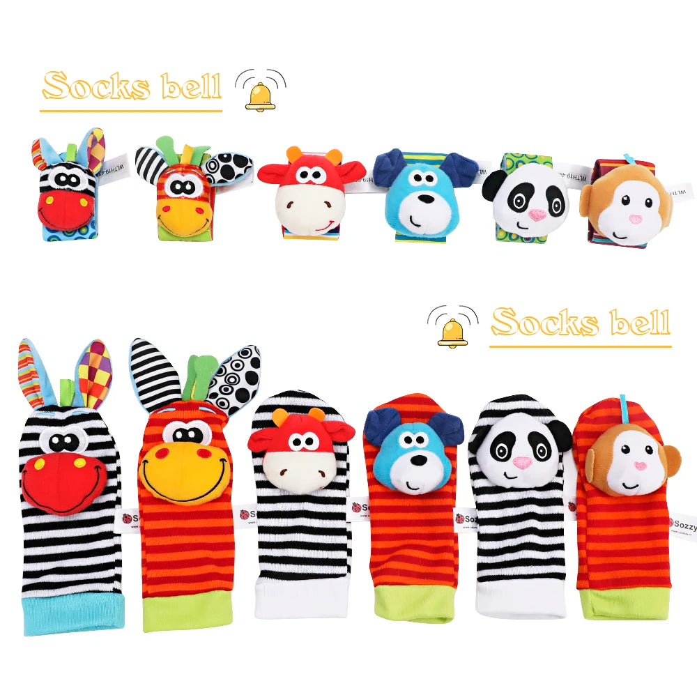 1PairBaby Toys 0-6-12 Months Cute Stuffed Animals Baby Rattle Socks Wrist Baby Rattles Newborn Toys Make Sounds Games For Babies
