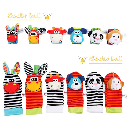 1PairBaby Toys 0-6-12 Months Cute Stuffed Animals Baby Rattle Socks Wrist Baby Rattles Newborn Toys Make Sounds Games For Babies