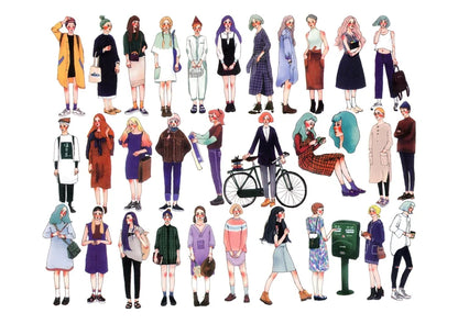 Cute girls in the stationery shop Stickers Scrapbooking Craft Diary Album Phone Computer Seal Stickers Decorative