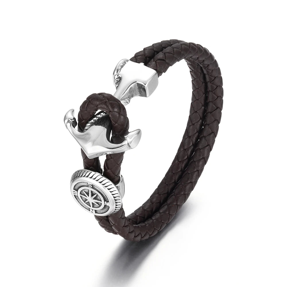 Stainless Steel Anchor Hooks Curved Double Hole for Leather Bracelet Connector Clasp Jewelry Making Findings DIY Supplies