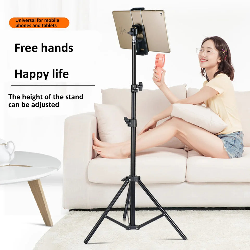 150/200cm Tripod for Tablet and Phone Aluminum Tripode Tablet Floor Ipad Tripod Stand with Smartphone & Tablet Holder Mount