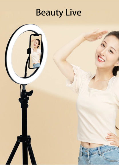 Selfie Ring Light with Tripod Stand Light Rim for Mobile Circular Lamp Light for Video Shooting Studio Photo Light Ringh Rong