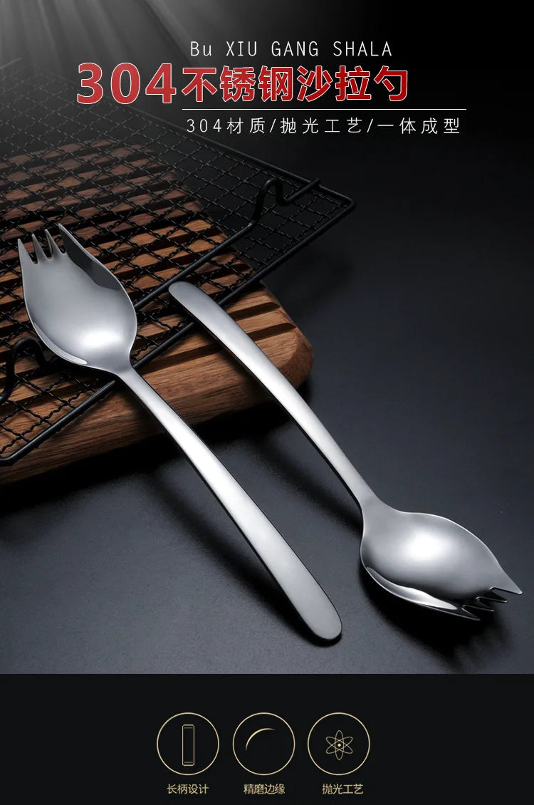 304 Stainless Steel Salad Spoon Fork Spoon Set Spoon Gift Fork Fruit Fork Soup Spoon Western Food Fork Spoon Children's Spoon