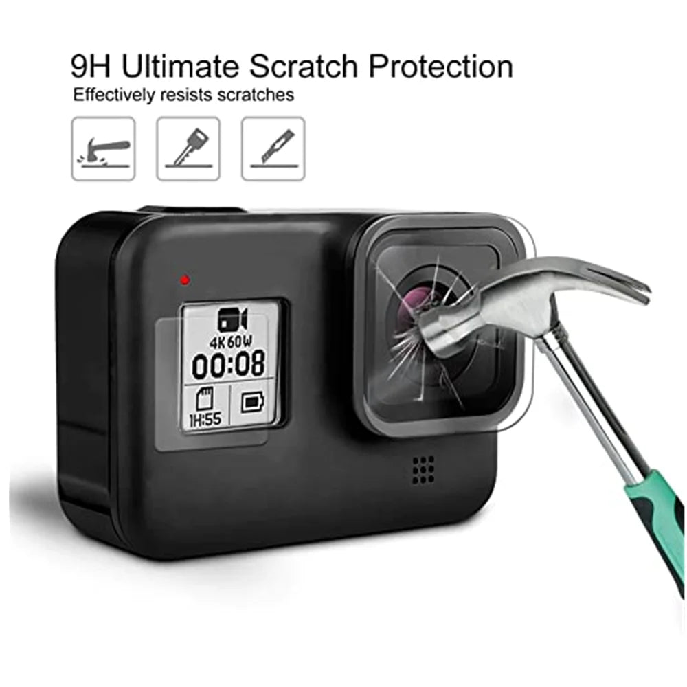 6Pcs Camera Lens Tempered Glass Film HD Screen Protector Dustproof Protective Film for GoPro 8 Sports & Action Video Cameras