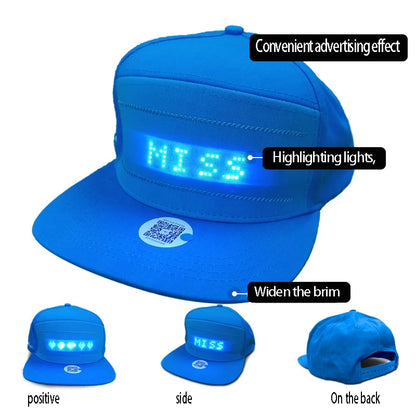 Luminous LED Cap DIY Message And Picture Bluetooth Control Fashion Apparel Accessories LED Decor Glowing Baseball Cap