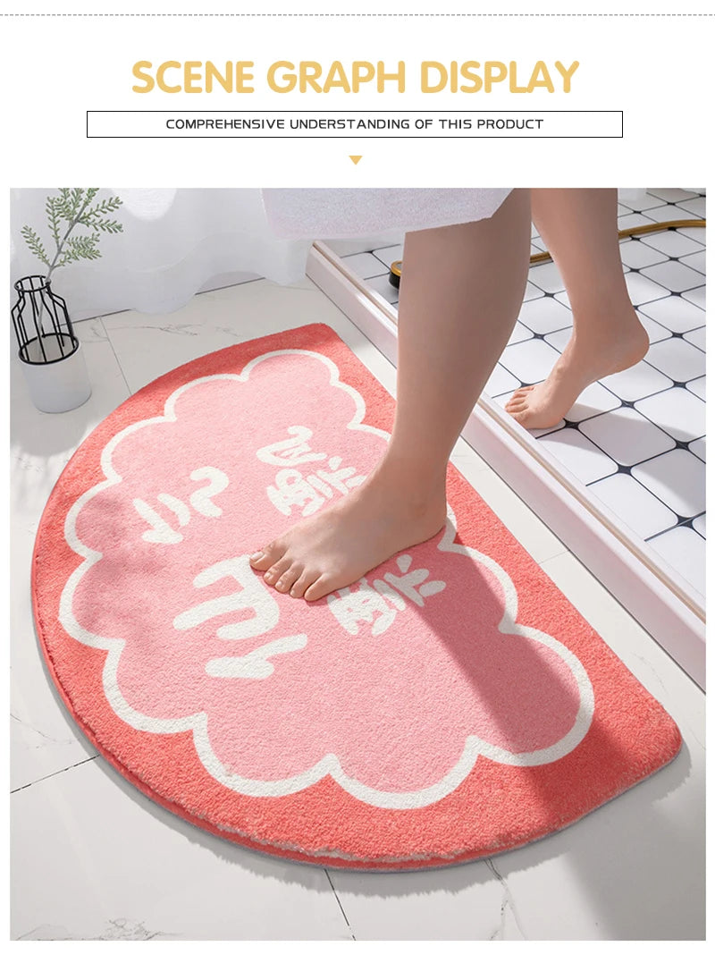 Soft Floor Mats Small Fresh Text Flowers Rugs Home Entrance Carpet Bedroom Toilet Bathroom Door Absorbent Non-Slip Foot Pad