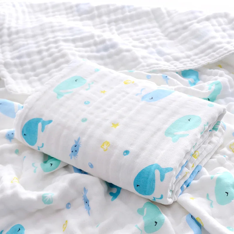 Baby Bath Towel Muslin Cloth Kids Bathrobe Child Blanket Wrap for Newborn Infant Toddler Boys Girls Gauze Cotton 110*110cm