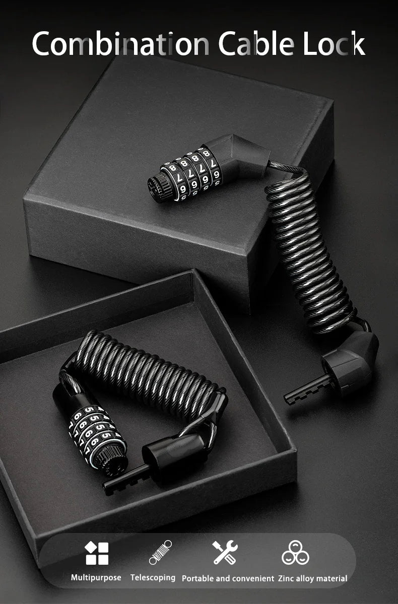 ROCKBROS Mini Password Lock Anti-theft Bicycle Durable Steel Wire Lock Helmet Lock Chain Bike Frame Lock Bike Accessories