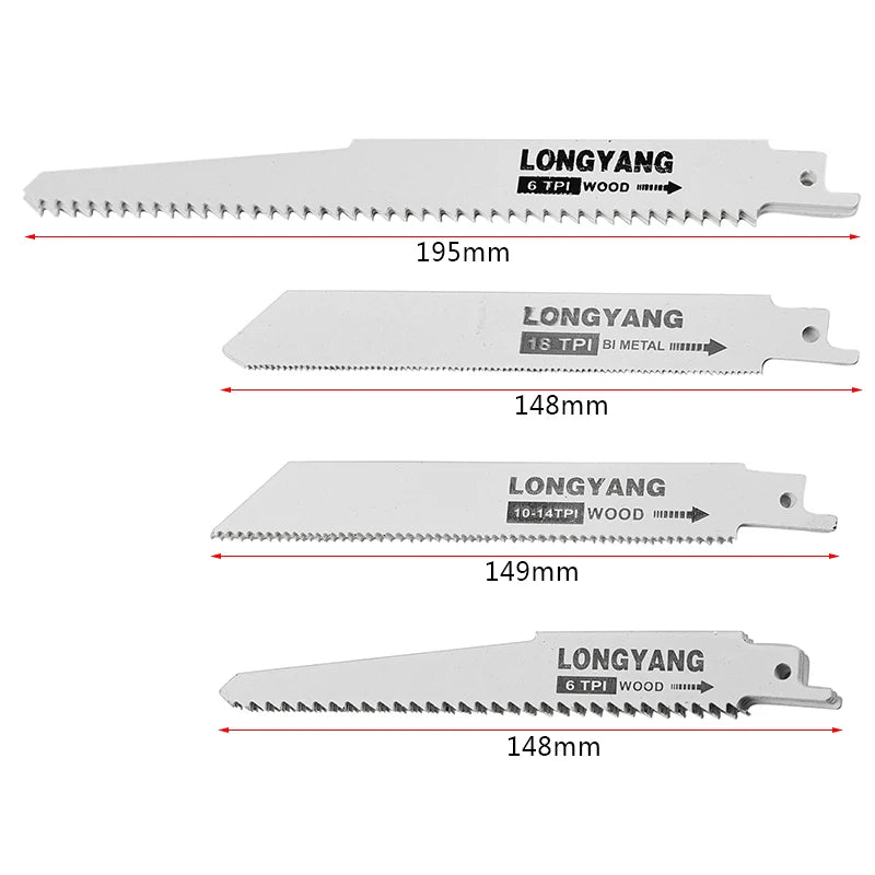 10pcs Saw Blades Set Carbide Woodworking Wood Fibreboard Metal Cutting Reciprocating Power Tools Accessories